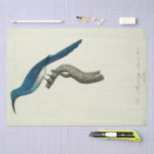 Blauwe Vogel Ephemera Decoupage Frans Script Tissuepapier (Craft)