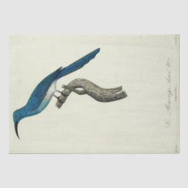 Blauwe Vogel Ephemera Decoupage Frans Script Tissuepapier