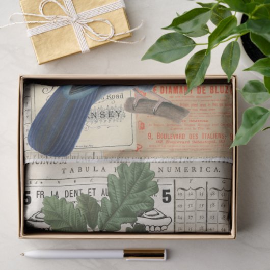 Blauwe vogel | Ephemera ontkoppeling van  collage  Tissuepapier (Geschenk)