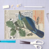 Blauwe vogel | Ephemera ontkoppeling van  collage  Tissuepapier (Craft)