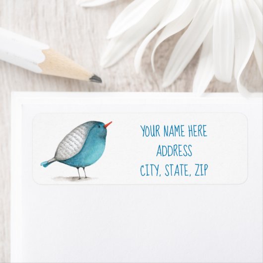 Blauwe vogel etiket (Insitu)