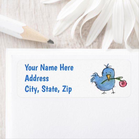 Blauwe vogel etiket (Insitu)