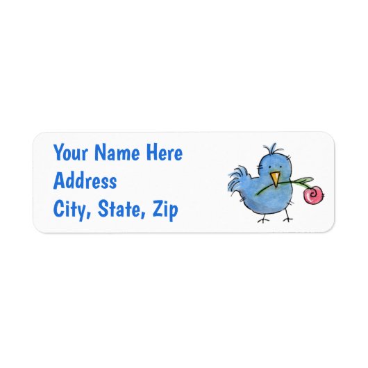Blauwe vogel etiket (Voorkant)