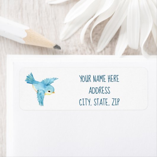 Blauwe vogel etiket (Insitu)