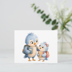 Blauwe Vogel Familie Vriendschap Ansichtkaart Briefkaart