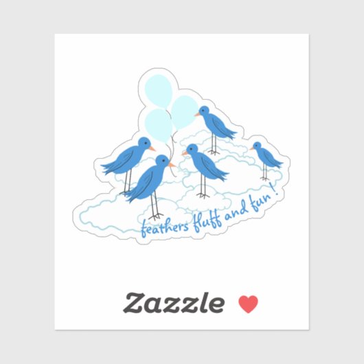Blauwe Vogel Feestje Sticker (Vel)