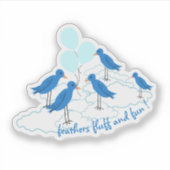 Blauwe Vogel Feestje Sticker (Voorkant)