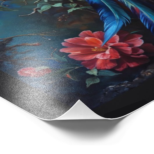 Blauwe vogel foto afdruk (Hoek)