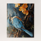 Blauwe Vogel & Gele Bloemen Legpuzzel (Verticaal)