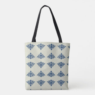 Blauwe vogel gevlekt tote bag