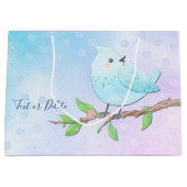 Blauwe Vogel Gift Bag Groot Cadeauzakje (Voorkant)
