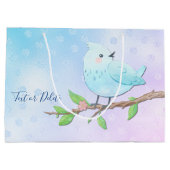 Blauwe Vogel Gift Bag Groot Cadeauzakje (Achterkant)