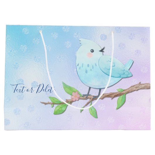 Blauwe Vogel Gift Bag Groot Cadeauzakje (Achterkant)