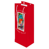 Blauwe Vogel Gift Bag Wijn Cadeautas (Achterkant Gekanteld)