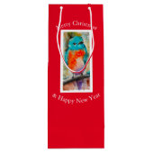 Blauwe Vogel Gift Bag Wijn Cadeautas (Achterkant)