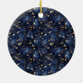 Blauwe Vogel Gouden Bladeren Droom Keramisch Ornament (Achterkant)