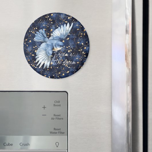 Blauwe Vogel Gouden Bladeren Droom Magneet (Insitu (Koelkast))