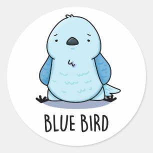 Blauwe Vogel Grappig Dier Pun Ronde Sticker