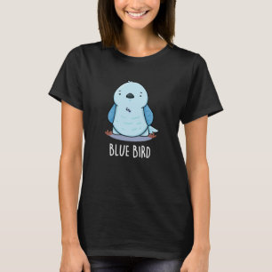 Blauwe Vogel Grappig Dier Stuntelige Donkere BG T-shirt
