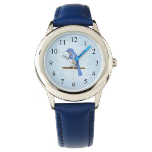 Blauwe vogel horloge