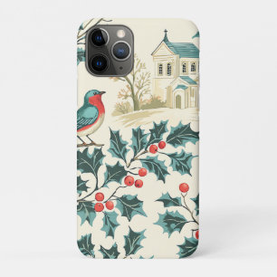 Blauwe Vogel Hulst Kerstmis Winter Kerk Case-Mate iPhone Case