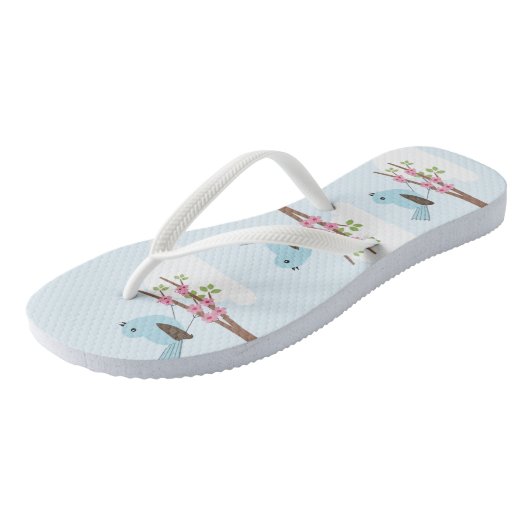 Blauwe vogel in Blossom Tree Cute Teenslippers (Schuin)