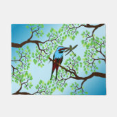 Blauwe vogel in bomen deurmat (Voorkant)