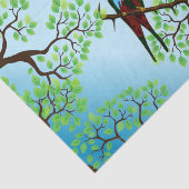 Blauwe vogel in bomen tissuepapier (Detail)