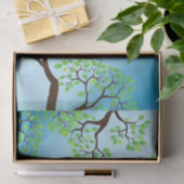 Blauwe vogel in bomen tissuepapier (Geschenk)