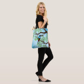 Blauwe vogel in bomen tote bag (Op model)