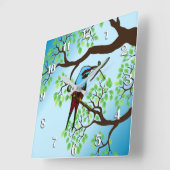 Blauwe vogel in de blauwe hemel vierkante klok (Hoek)