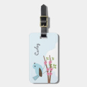 Blauwe vogel in de Blossom-boom Bagagelabel (Voorkant verticaal)