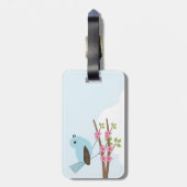Blauwe vogel in de Blossom-boom Bagagelabel (Achterkant verticaal)