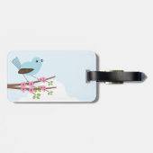 Blauwe vogel in de Blossom-boom Bagagelabel (Achterkant horizontaal)