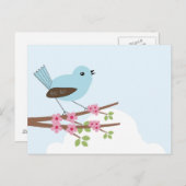 Blauwe vogel in de Blossom-boom Briefkaart (Voorkant / Achterkant)