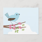 Blauwe vogel in de Blossom-boom Briefkaart (Voorkant)
