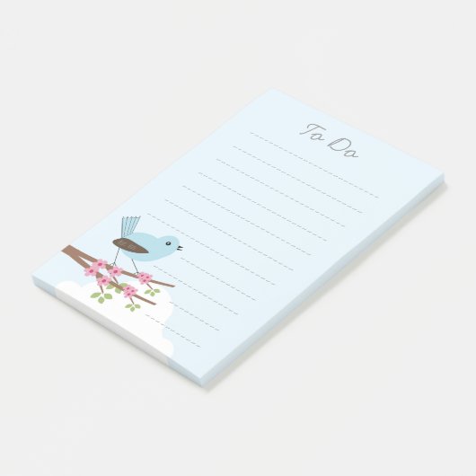 Blauwe vogel in de Blossom-boom Post-it® Notes (Schuin)