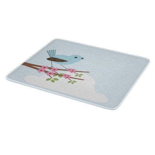 Blauwe vogel in de Blossom-boom Snijplank (Hoek)