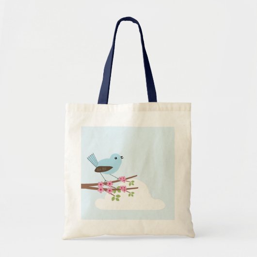 Blauwe vogel in de Blossom-boom Tote Bag (Voorkant)