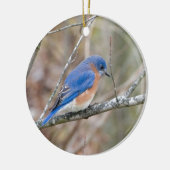 Blauwe vogel in de boom keramisch ornament (Links)