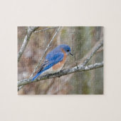 Blauwe vogel in de boom legpuzzel (Horizontaal)