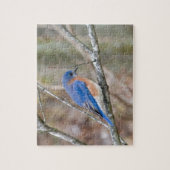 Blauwe vogel in de boom legpuzzel (Verticaal)