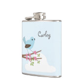 Blauwe Vogel in de Boom van de Bloesem Heupfles (Links)