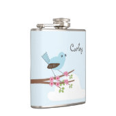 Blauwe Vogel in de Boom van de Bloesem Heupfles (Rechts)