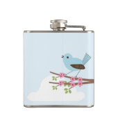 Blauwe Vogel in de Boom van de Bloesem Heupfles (Achterkant)