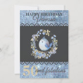 Blauwe vogel in de griep met aangepaste verjaardag kaart (Voorkant)