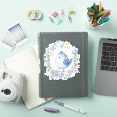Blauwe vogel in de mond sticker (iPad Cover)