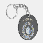 Blauwe vogel in de vogel met de vogel, aangepast a sleutelhanger (Voorkant Links)