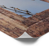 Blauwe vogel in venster poster (Hoek)