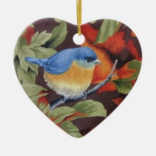 Blauwe vogel keramisch ornament (Voorkant)
